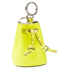 FENDI Mon Tresor Micro Bucket drawstring bright yellow leather bag charm