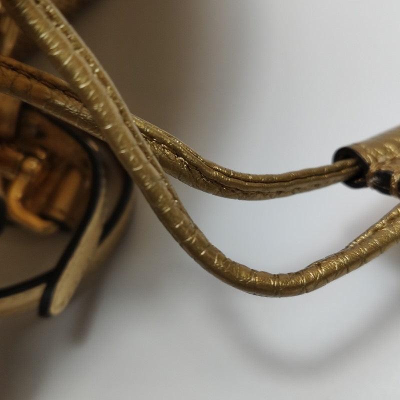 Fendi Mon Tresor Mini Bucket Bag Gold Raffia Thread und Leder Crossbody Bag 6