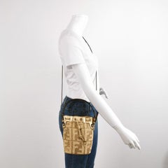 Fendi Mon Tresor Mini Bucket Bag Gold Raffia Thread und Leder Crossbody Bag