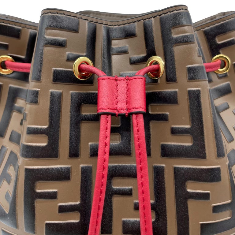 Fendi Mon Tresor Monogram Zucca Embossed Leather Bucket Shoulder Bag, 2020. For Sale 6