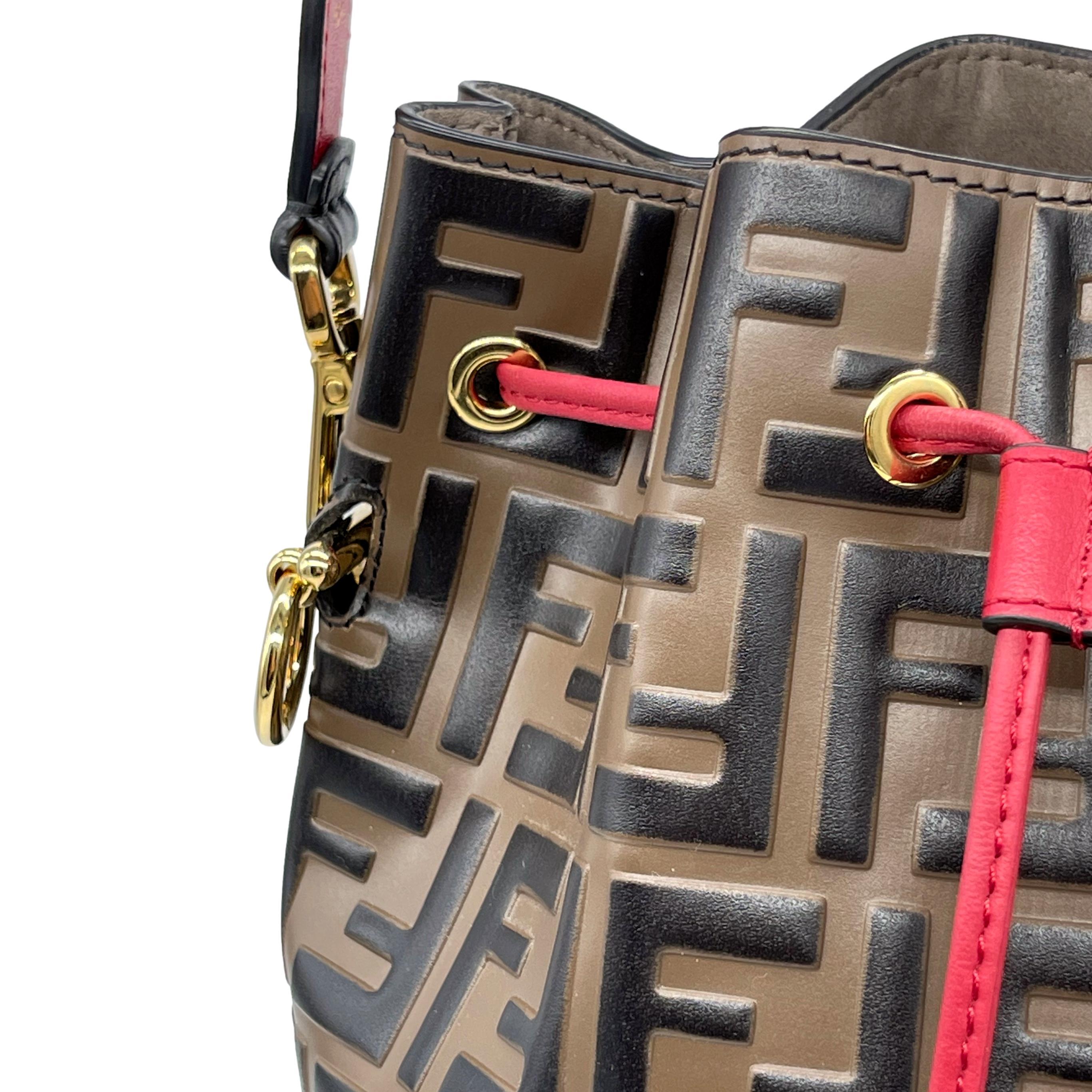 Fendi Mon Tresor Monogram Zucca Embossed Leather Bucket Shoulder Bag, 2020. 7