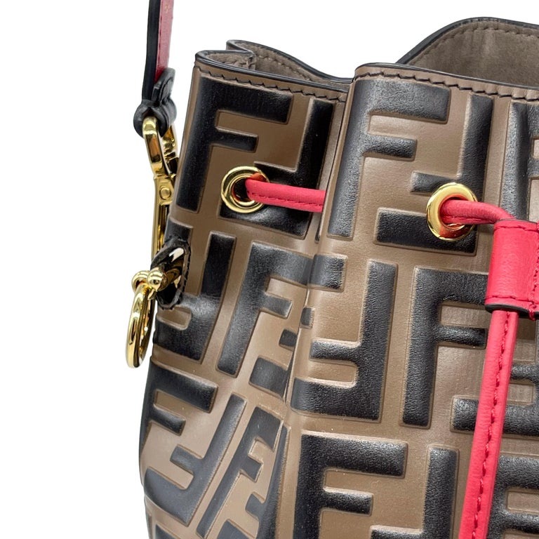 Fendi Mon Tresor Monogram Zucca Embossed Leather Bucket Shoulder Bag, 2020. For Sale 7