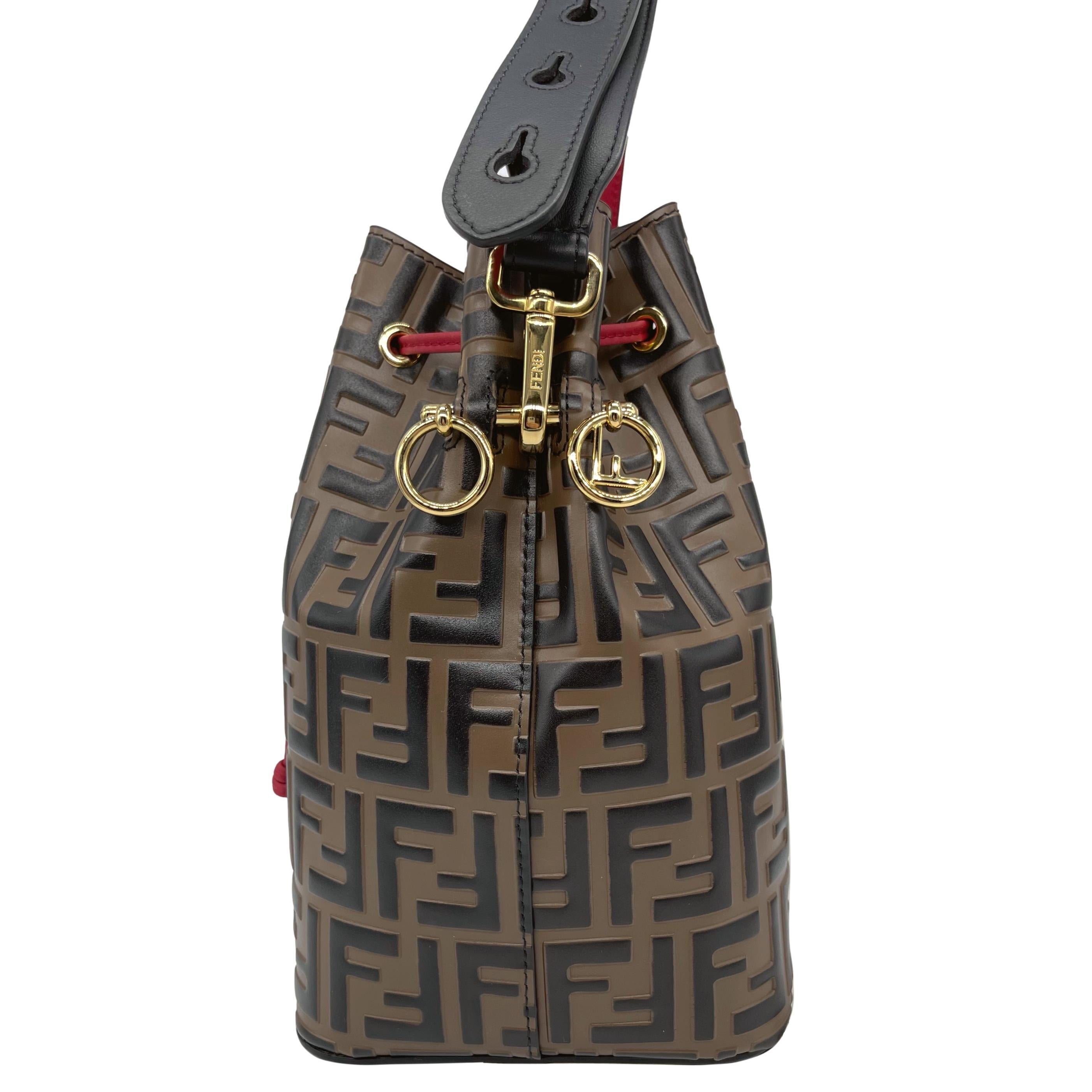 Fendi Mon Tresor Monogram Zucca Embossed Leather Bucket Shoulder Bag ...