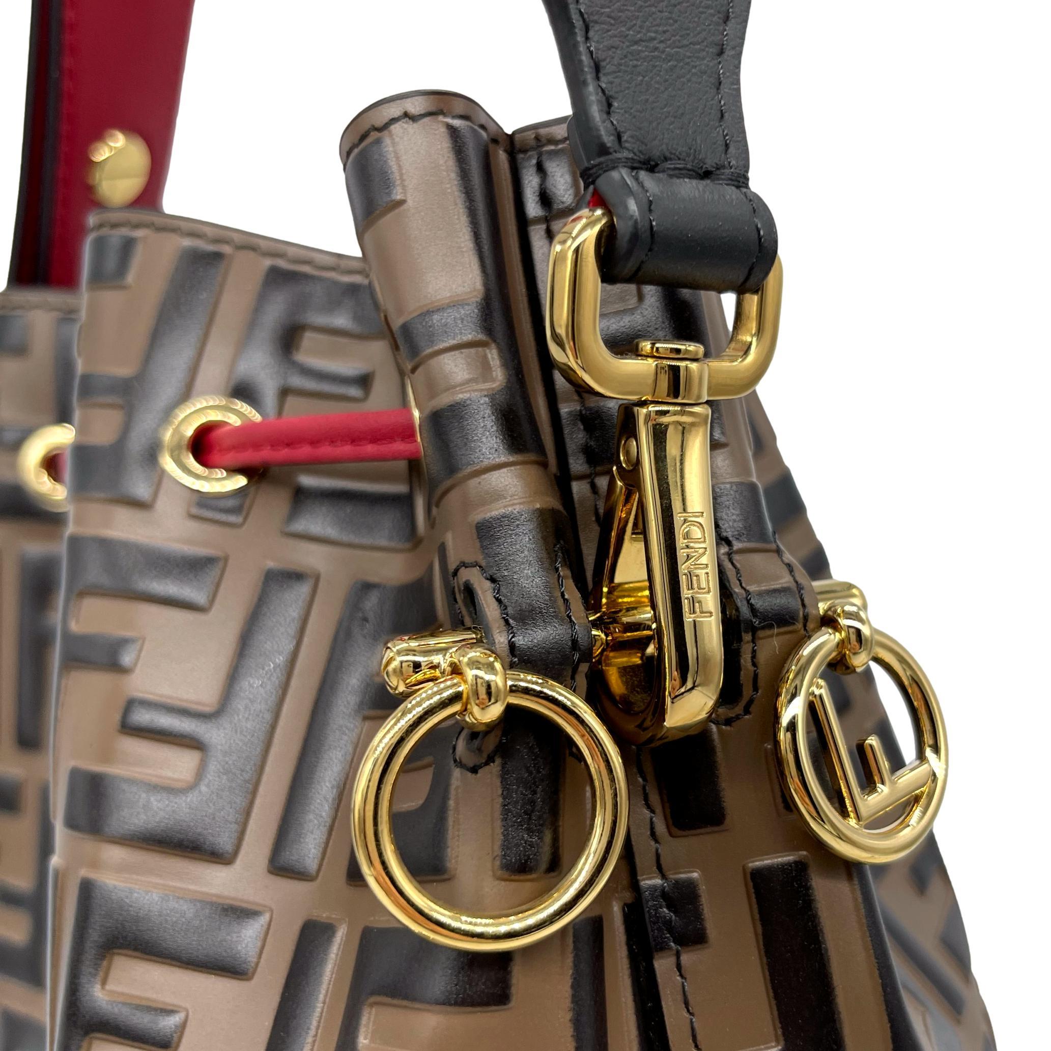 Fendi Mon Tresor Monogram Zucca Embossed Leather Bucket Shoulder Bag, 2020. 2