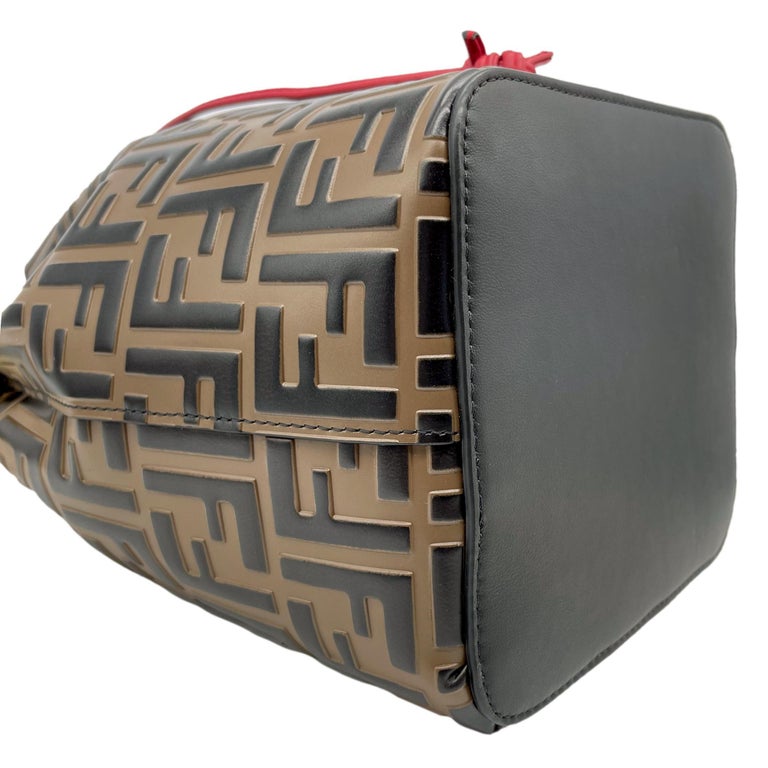 Fendi Mon Tresor Monogram Zucca Embossed Leather Bucket Shoulder Bag, 2020. For Sale 3