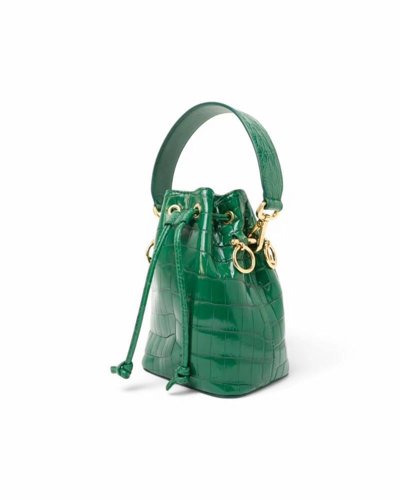 Fendi Mon Tressor Bucket Mini Coconut Green Excellent état - En vente à Torre Del Greco, IT
