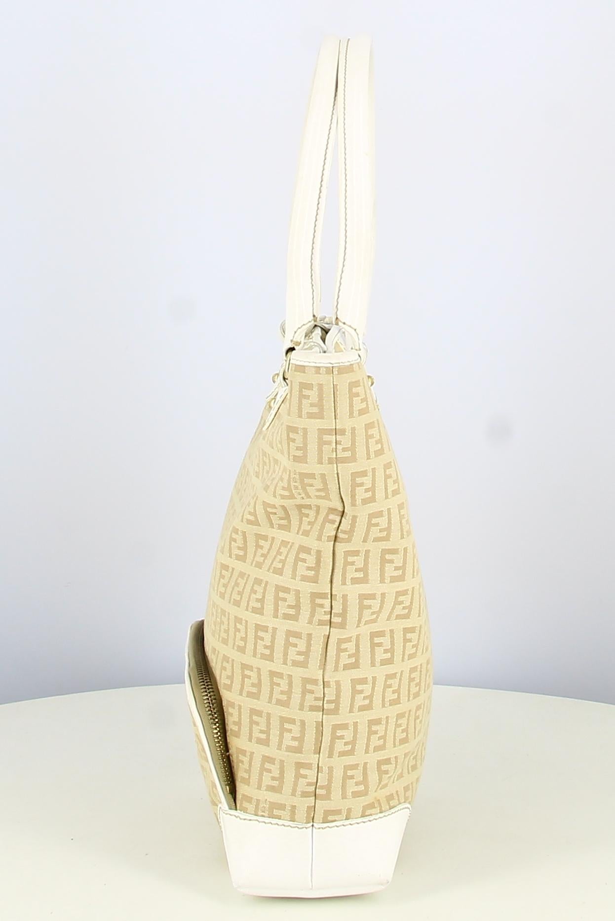 Women's Fendi Monogram Beige And White Handbag For Sale