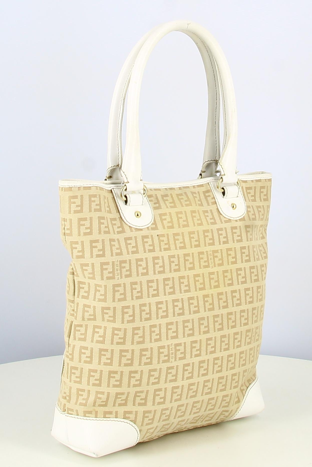 Fendi Monogram Beige And White Handbag For Sale 1