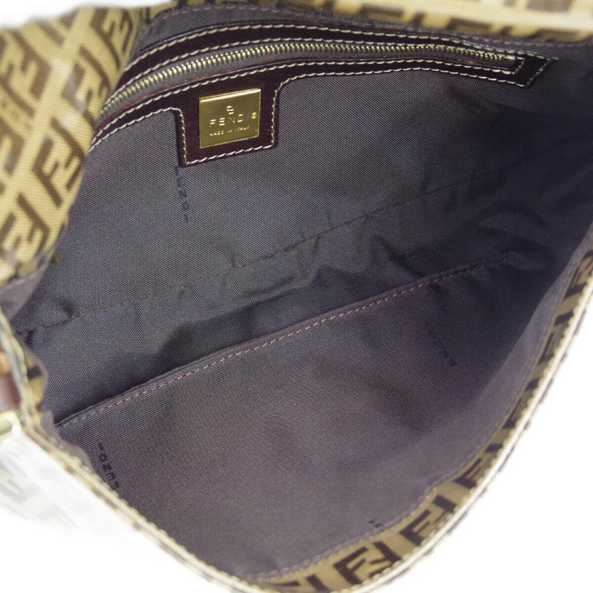 Fendi Monogram Brown PVC Gold Logo Small Top Handle Shoulder Pochette Flap Bag In Good Condition In Chicago, IL