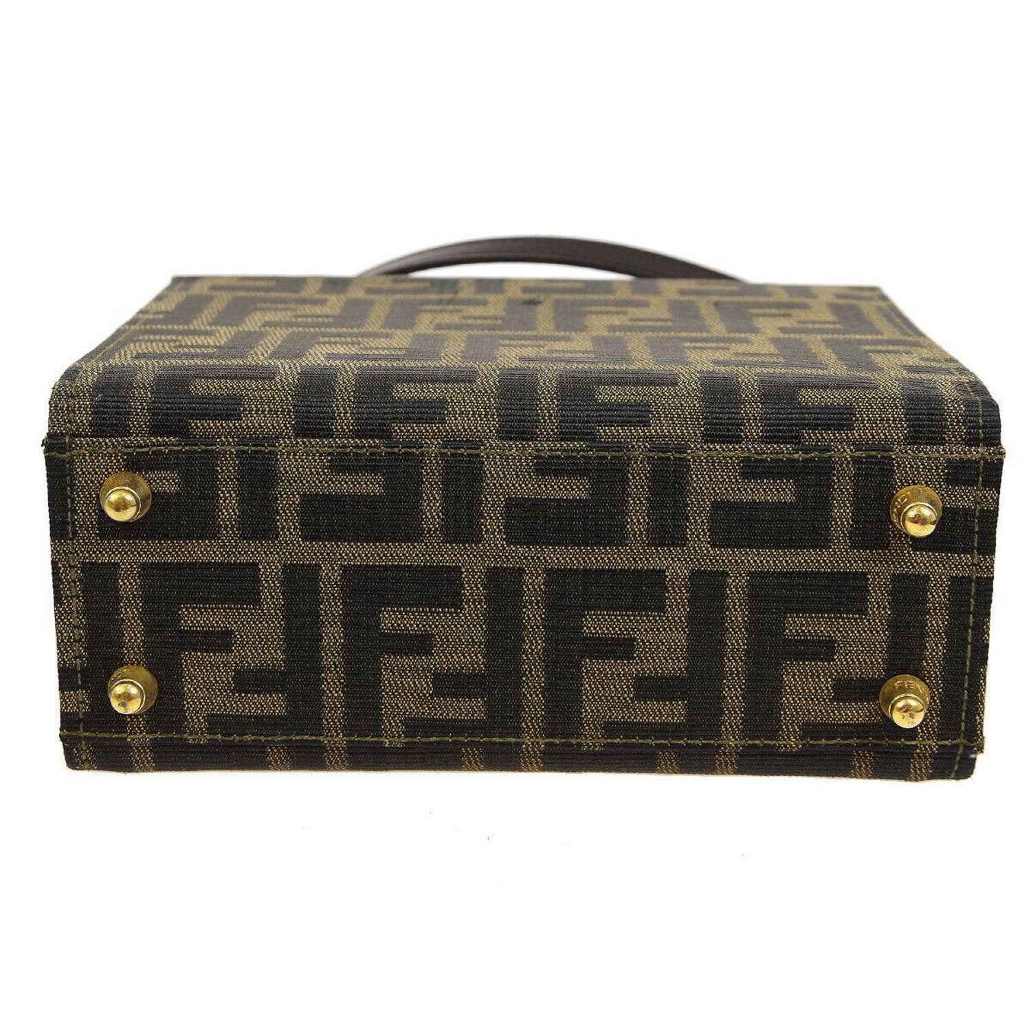 Fendi Monogram Canvas Box 2 In 1 Small Mini Top Handle Satchel Shoulder Bag