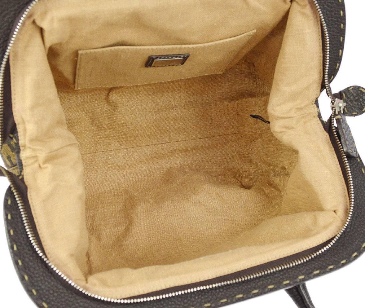 Fendi Monogram Canvas Logo Leather WhipStitch Doctor Top Handle Satchel Bag 2