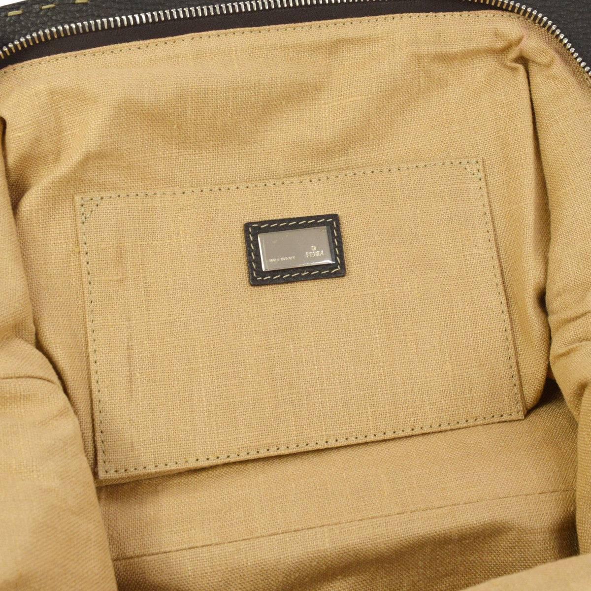 Fendi Monogram Canvas Logo Leather WhipStitch Doctor Top Handle Satchel Bag 3