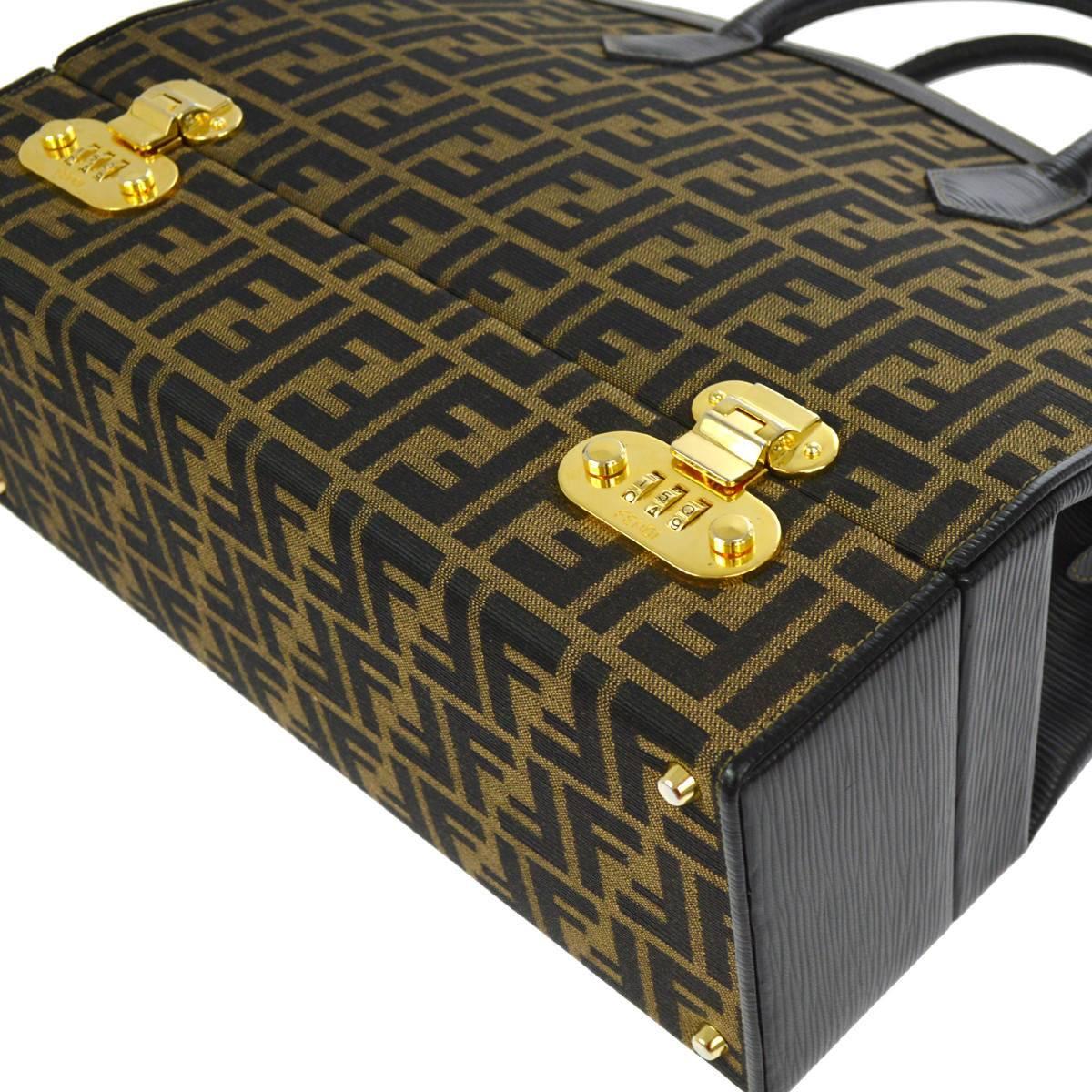 Fendi Monogram Canvas Top Handle Satchel Travel Vanity Carryall Shoulder Bag 1