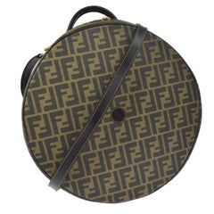 Fendi Monogram Canvas Travel Storage Large Satchel Hat Box with Shoulder Strap