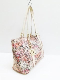Fendi Monogram Ff Floral Charm Shopper 239761 Beige X Multicolor Jacquard Leathe