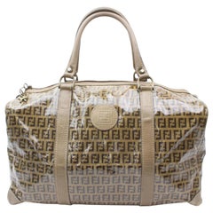 Fendi Monogram Ff Logo Boston Duffle 868918 Brown Vinyl Weekend/Travel Bag