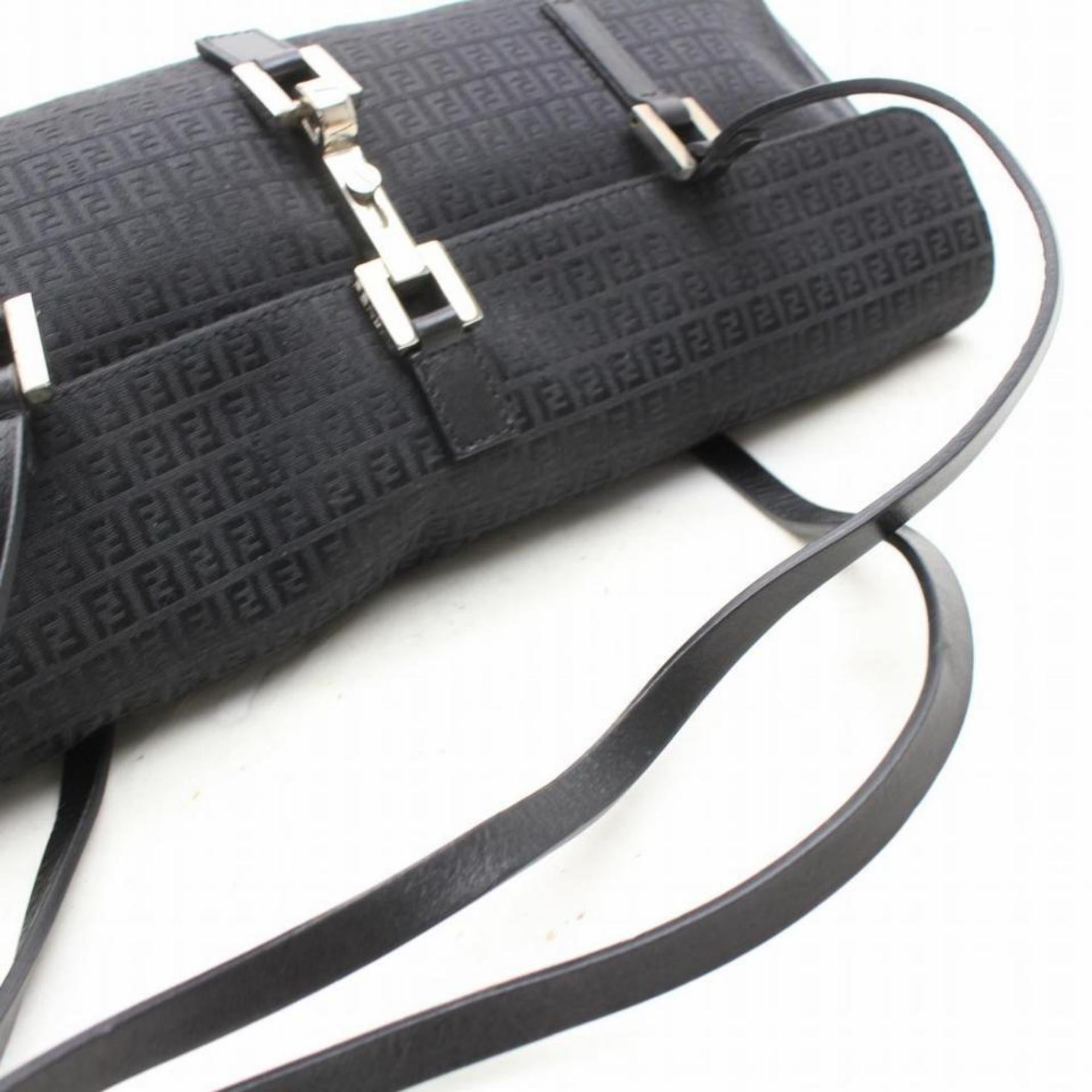 Fendi Monogram Ff Round Boston 868804 Black Canvas Shoulder Bag For Sale 7