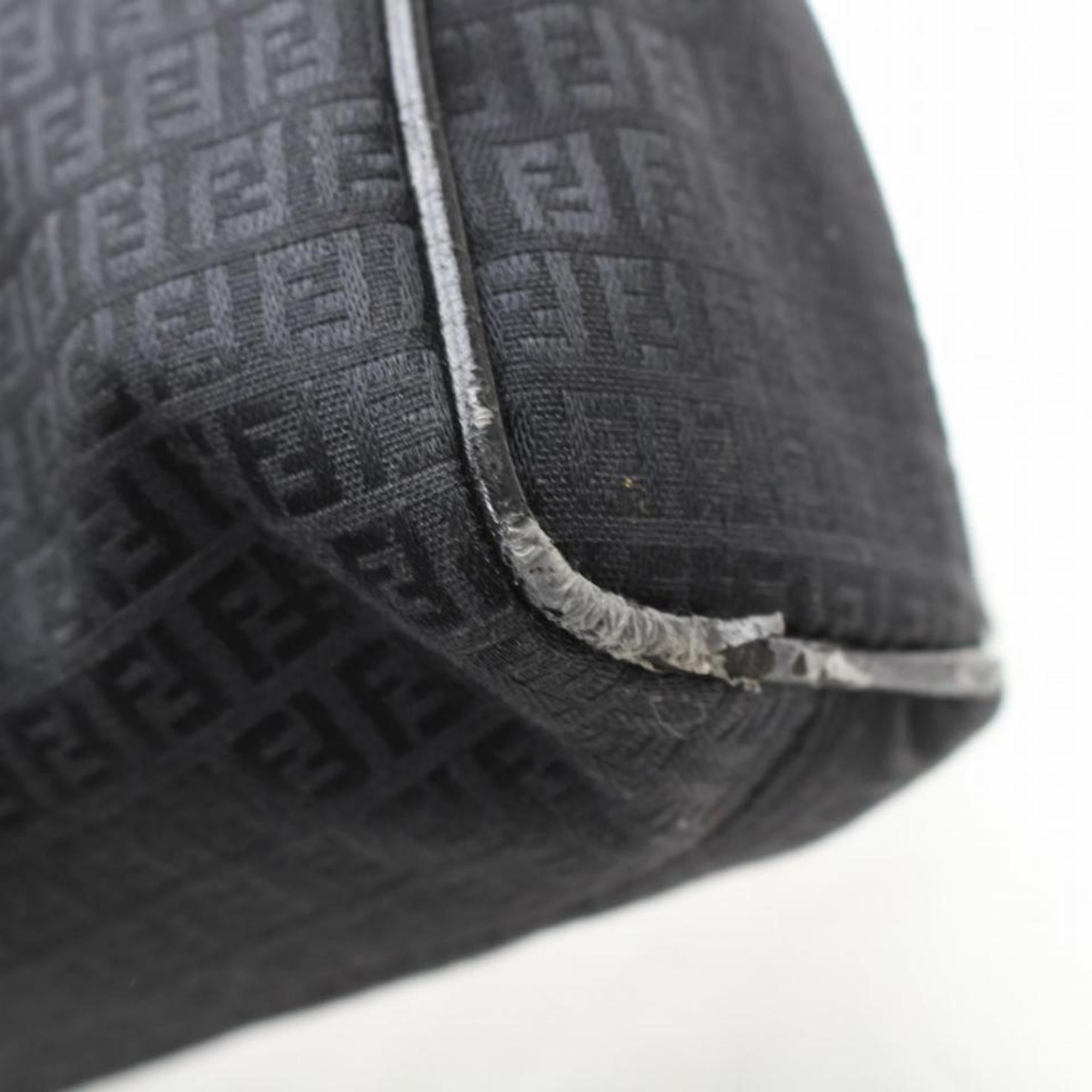 Fendi Monogram Ff Round Boston 868804 Black Canvas Shoulder Bag For Sale 8