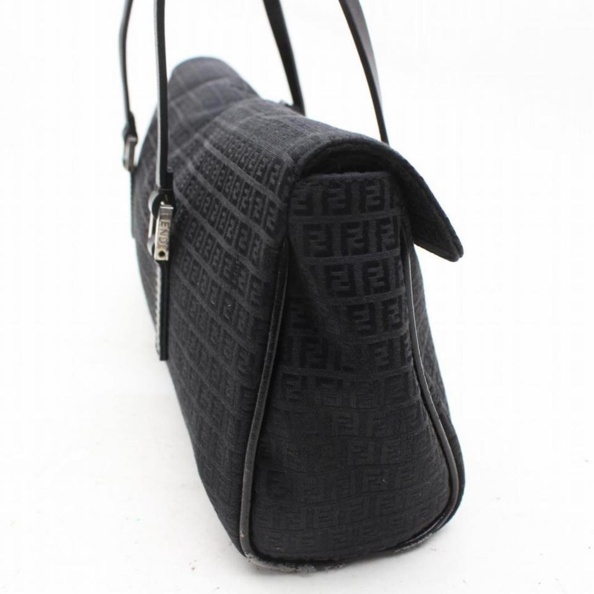 Fendi Monogram Ff Round Boston 868804 Black Canvas Shoulder Bag For Sale 2