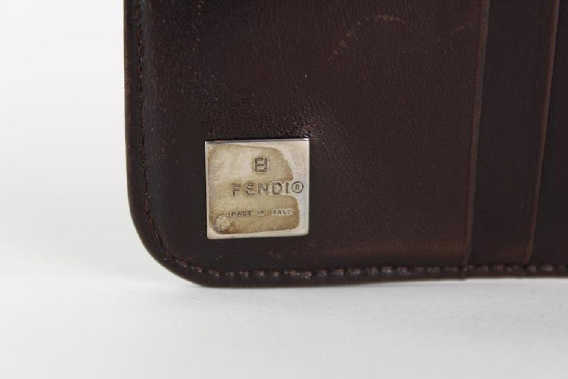 Noir Fendi Monogram FF Zucca Portefeuille compact à fermeture éclair 13FF1214 en vente