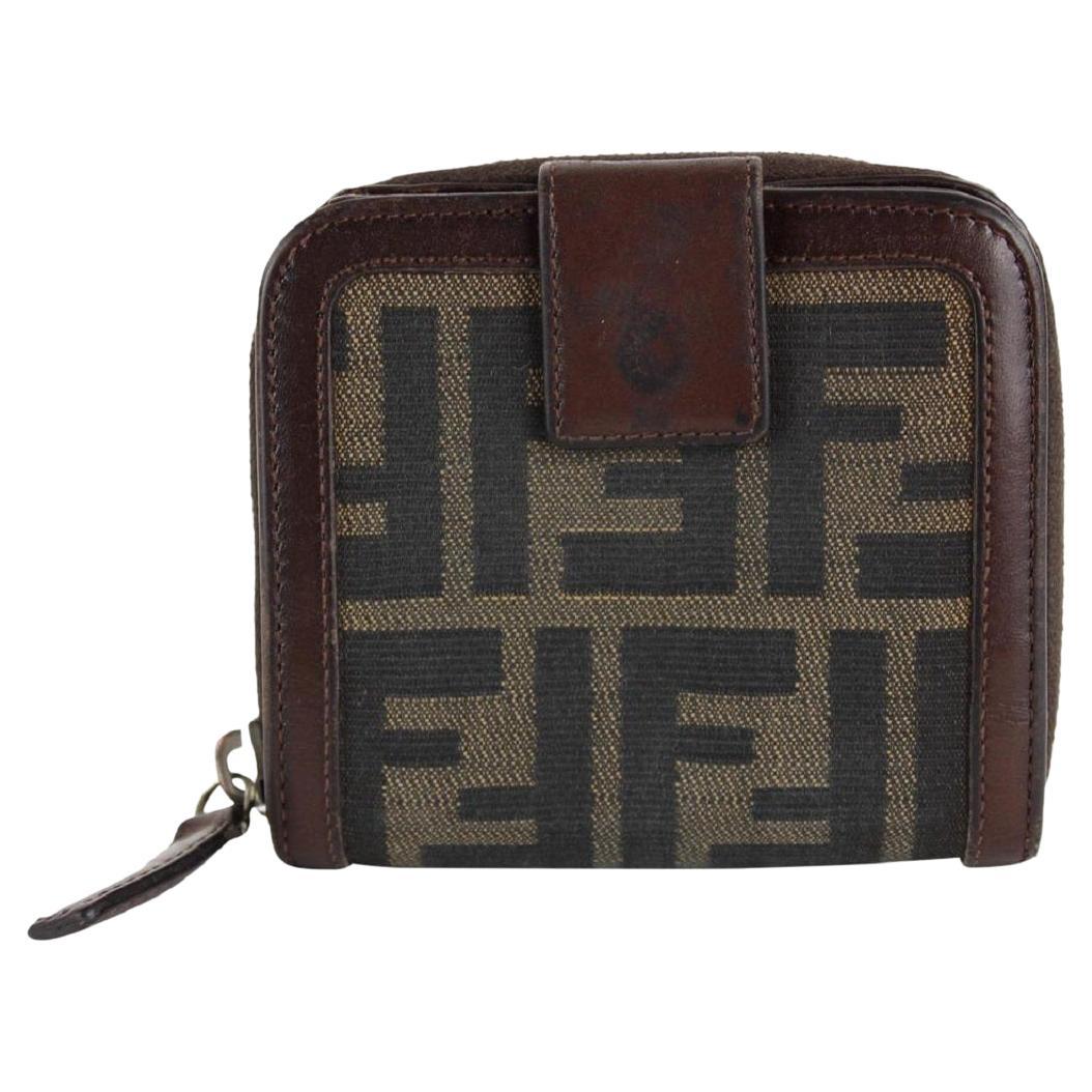 Fendi Monogramm FF Zucca kompakte Zip Brieftasche 13FF1214 im Angebot