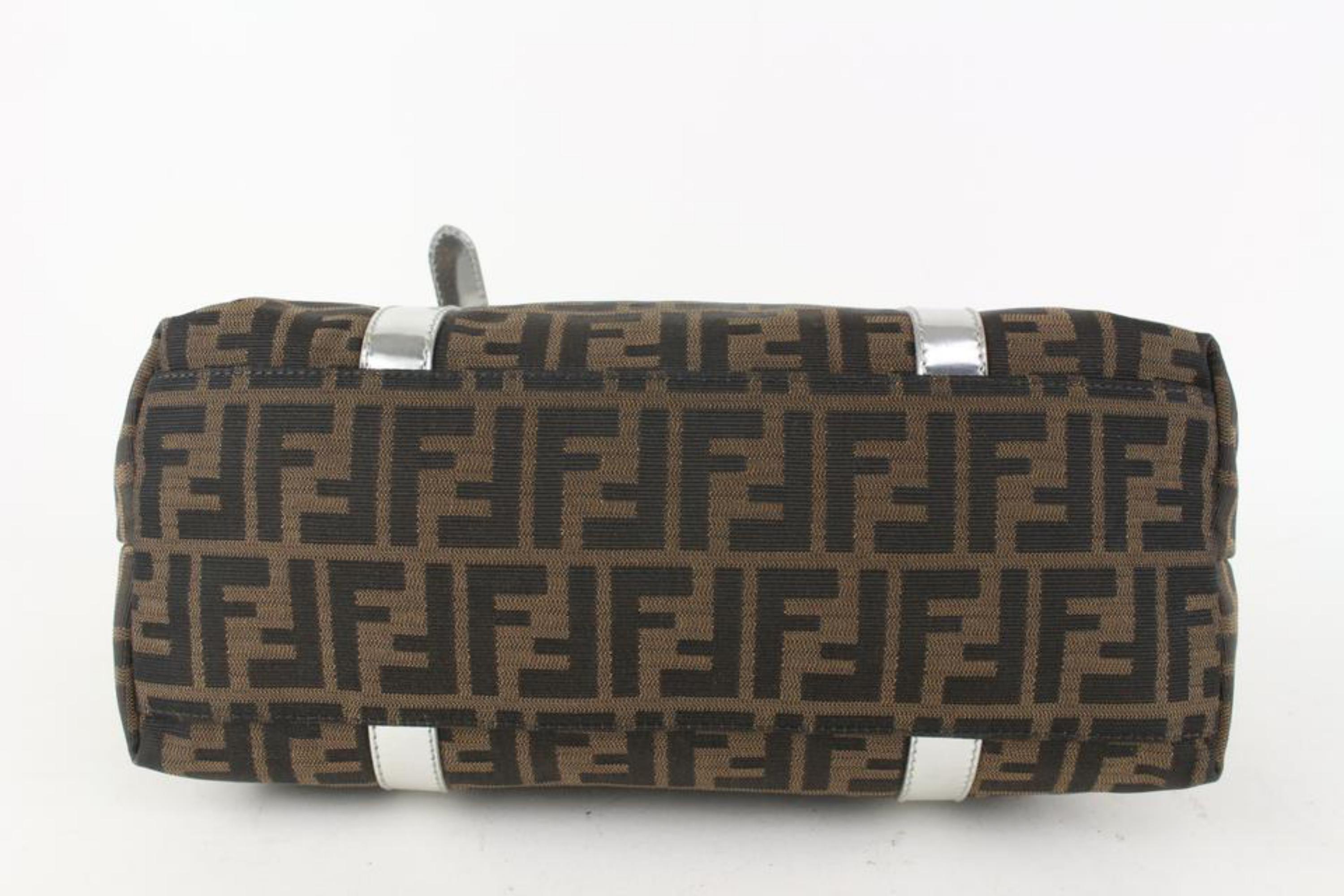 Black Fendi Monogram FF Zucca Silver Shopper Tote Bag 105f9 For Sale