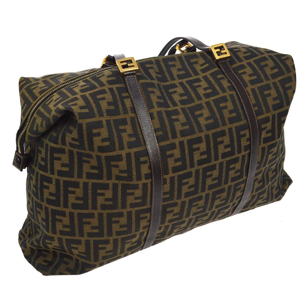 Fendi Monogram Logo Large Carryall Travel Weekender Shoulder Tote Bag