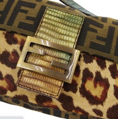 Fendi Monogram Logo Ponyhair Exotic Top Handle Shoulder Pochette Flap Bag