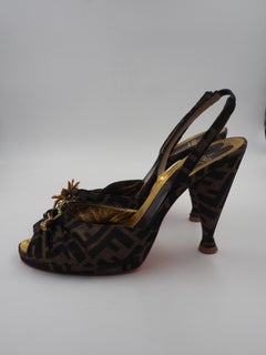 Fendi Monogram Open Toe Sling back