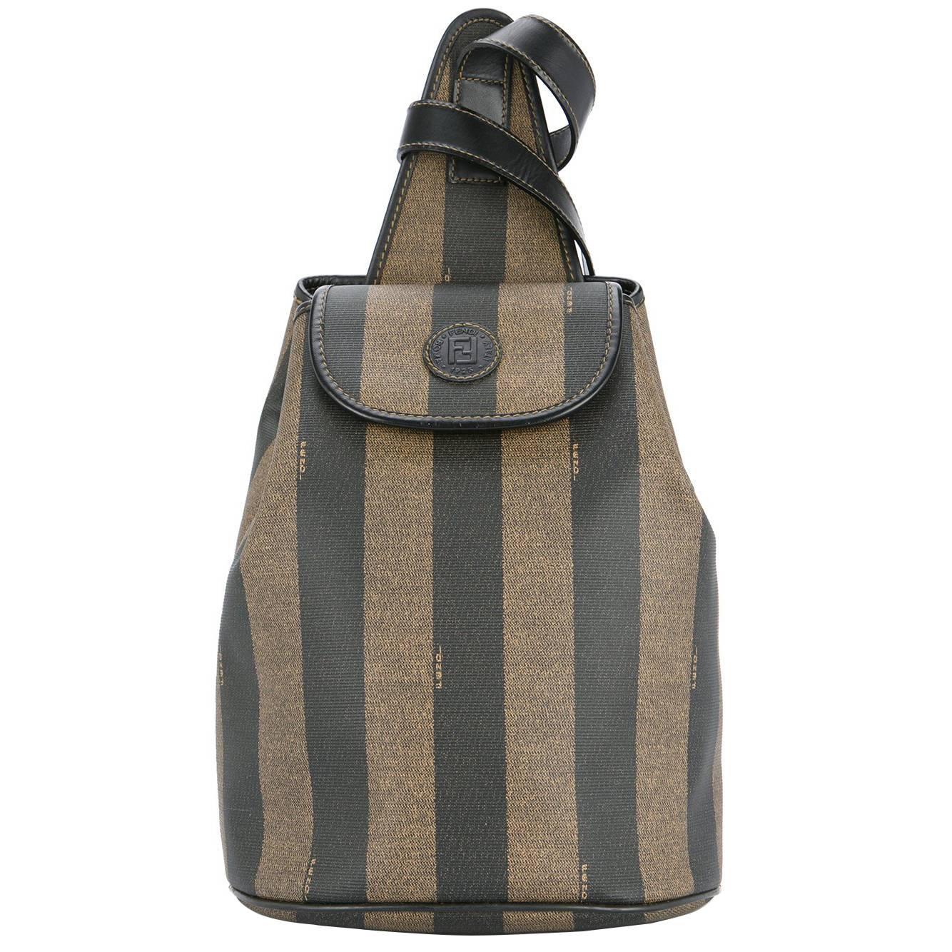 Fendi Monogram Stripe Carryall Shoulder Crossbody Backpack Bag