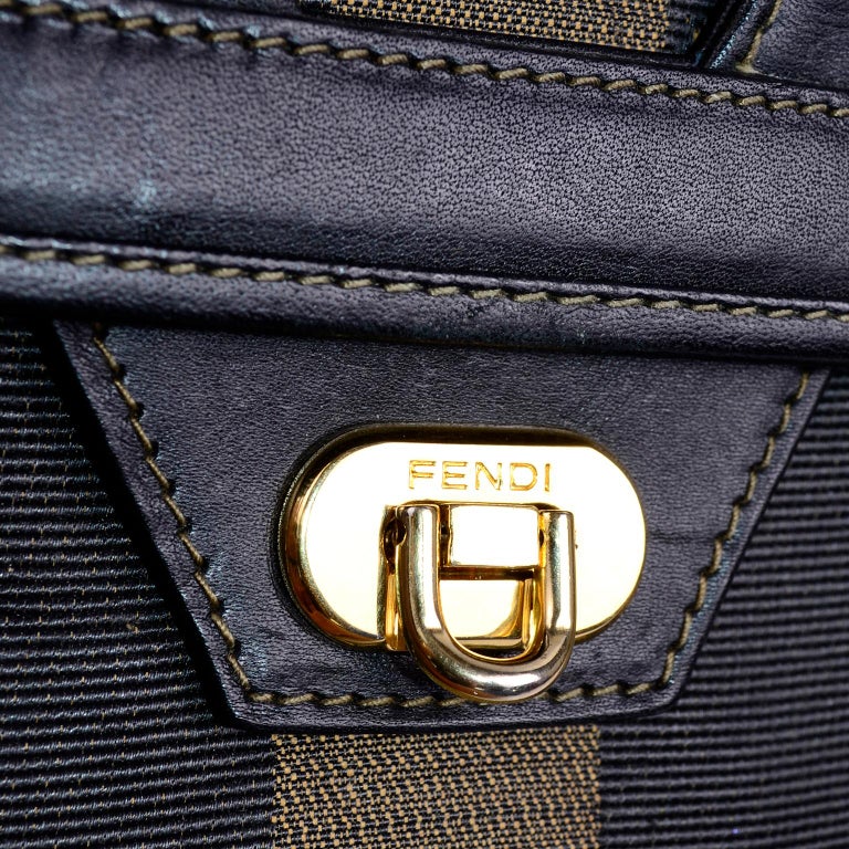 Fendi Monogram Stripe Vintage Top Handle Bag with Optional Shoulder