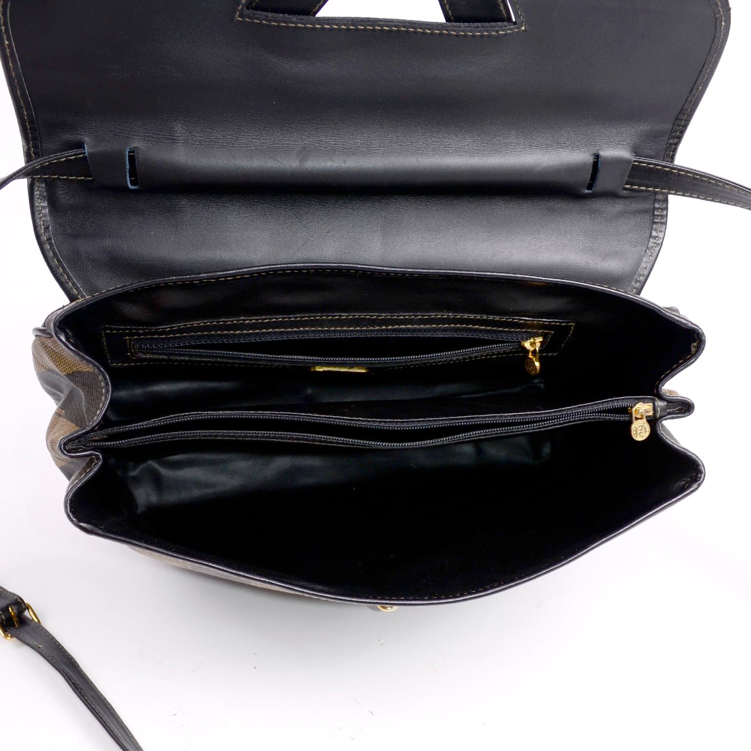 Fendi Monogram Stripe Vintage Top Handle Bag with Optional Shoulder Strap 5