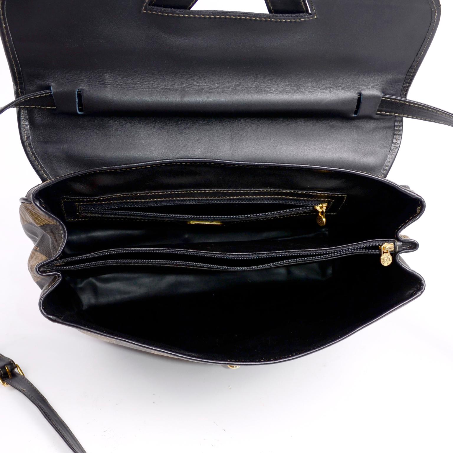 Fendi Monogram Stripe Vintage Top Handle Bag with Optional Shoulder Strap For Sale 5