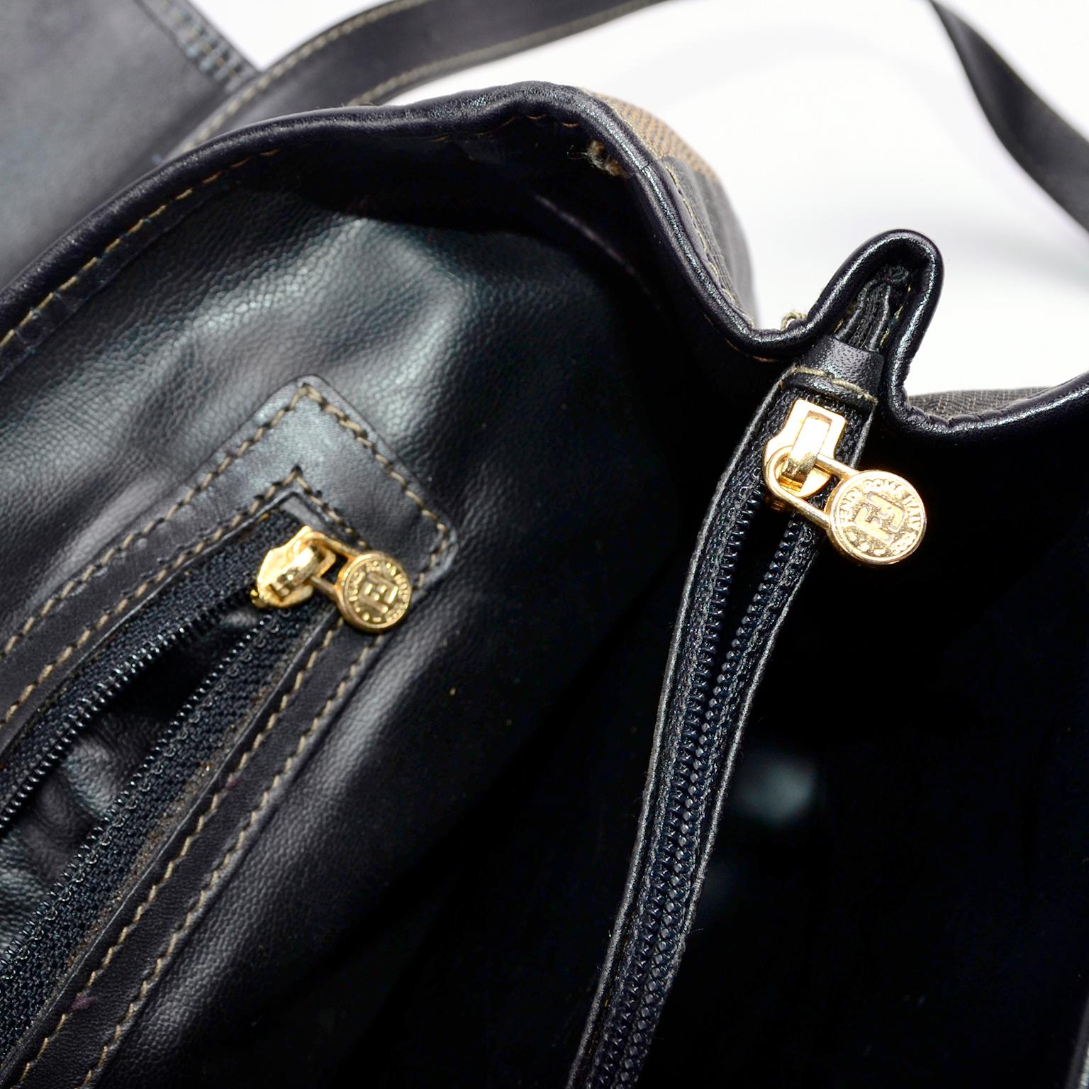 Fendi Monogram Stripe Vintage Top Handle Bag with Optional Shoulder Strap 1