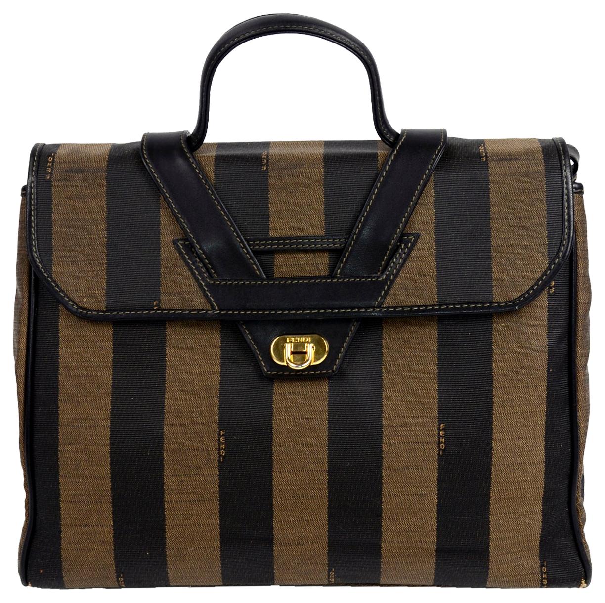 Fendi Monogram Stripe Vintage Top Handle Bag with Optional Shoulder Strap
