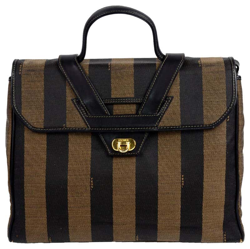 Vintage Fendi SAS Canvas and Leather Logo Handbag w Adjustable Shoulder ...