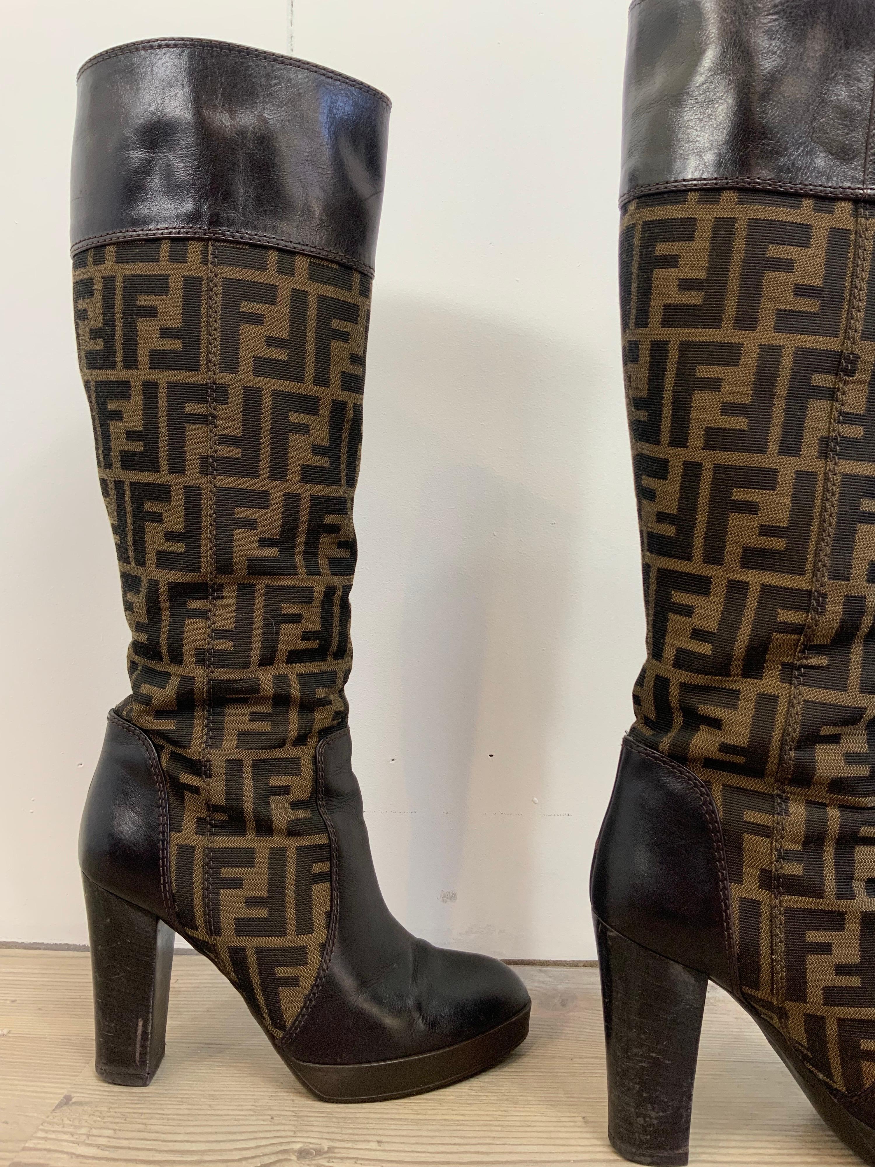 Fendi monogram zucca Boots For Sale at 1stDibs | fendi boots women, fendi  vintage boots, fendi monogram boots