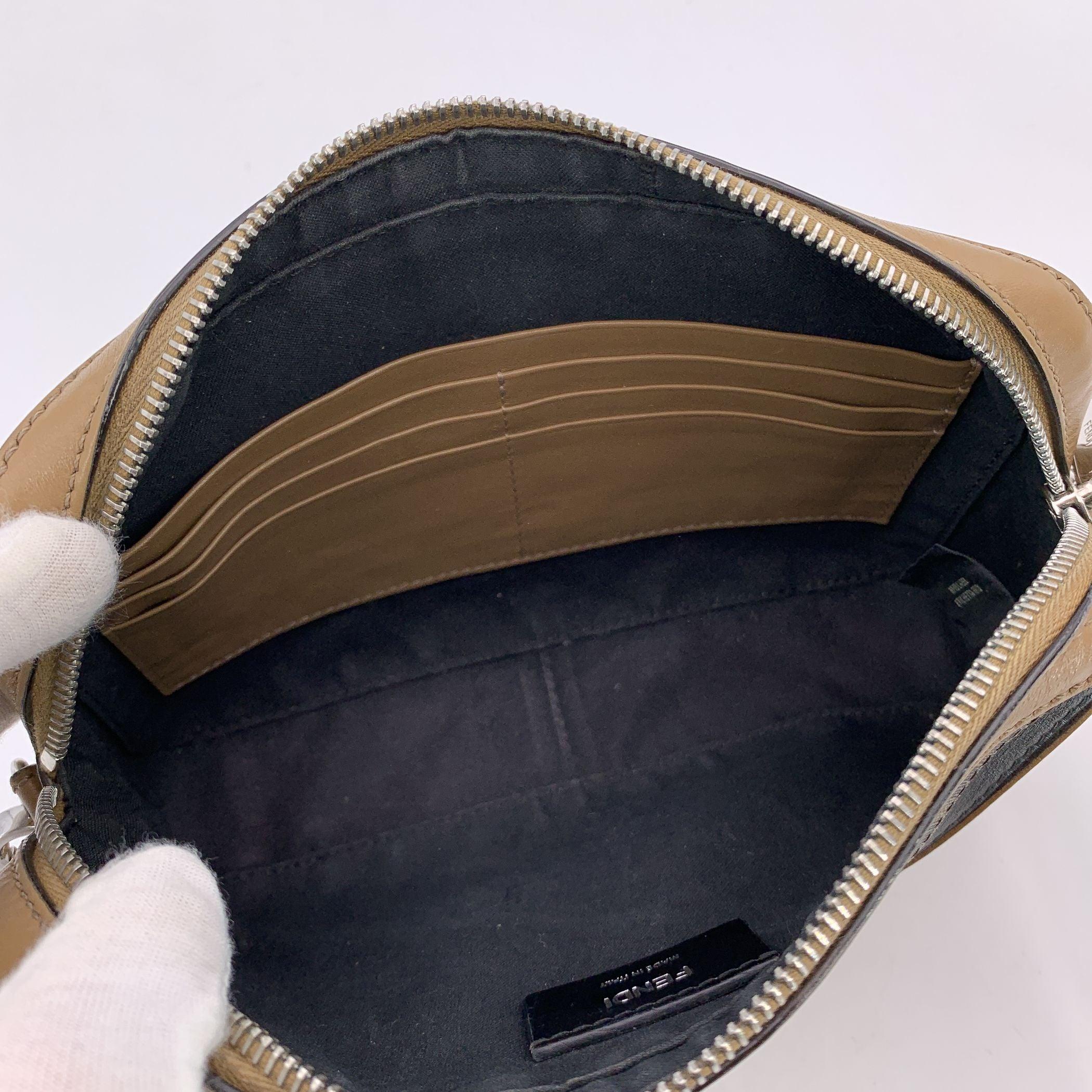 Fendi Monogram Zucca Canvas Leather Diagonal Camera Crossbody Bag In Good Condition In Rome, Rome
