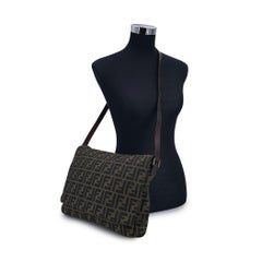 Fendi Monogram Zucca Canvas Messenger Crossbody Bag