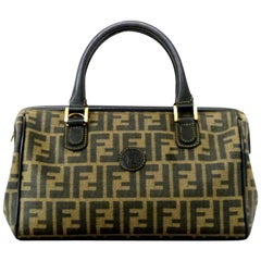 Fendi Monogram Zucca Ff Boston 228867 Brown Coated Canvas Satchel Fendi Monogram Zucca Ff Boston 228867 Brown Coated Canvas Satchel