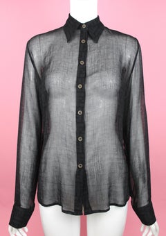 Fendi Monogrammed Sheer Black Button Up, c. 90's, Size 6
