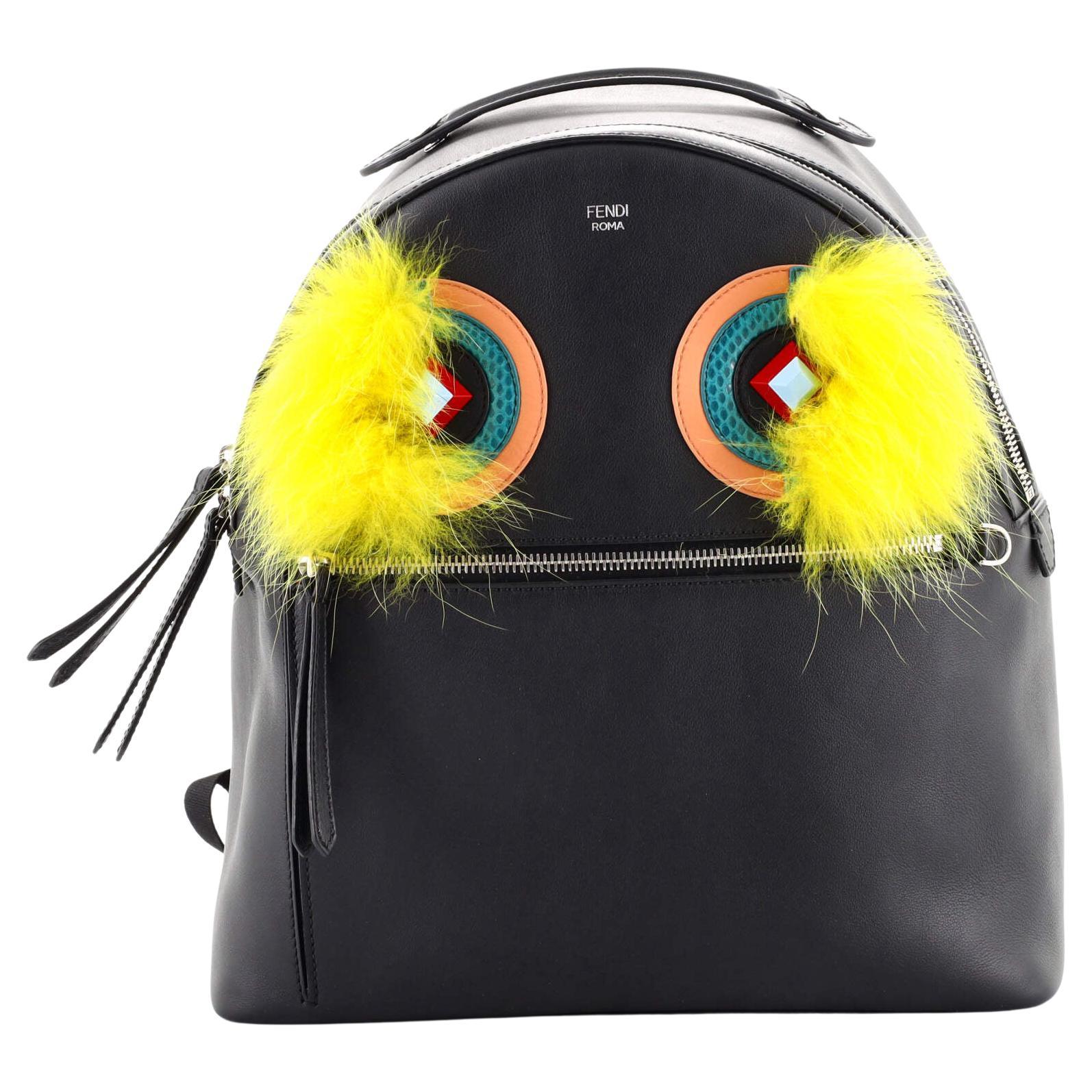 Fendi Monster Backpack Leather and Fur Medium