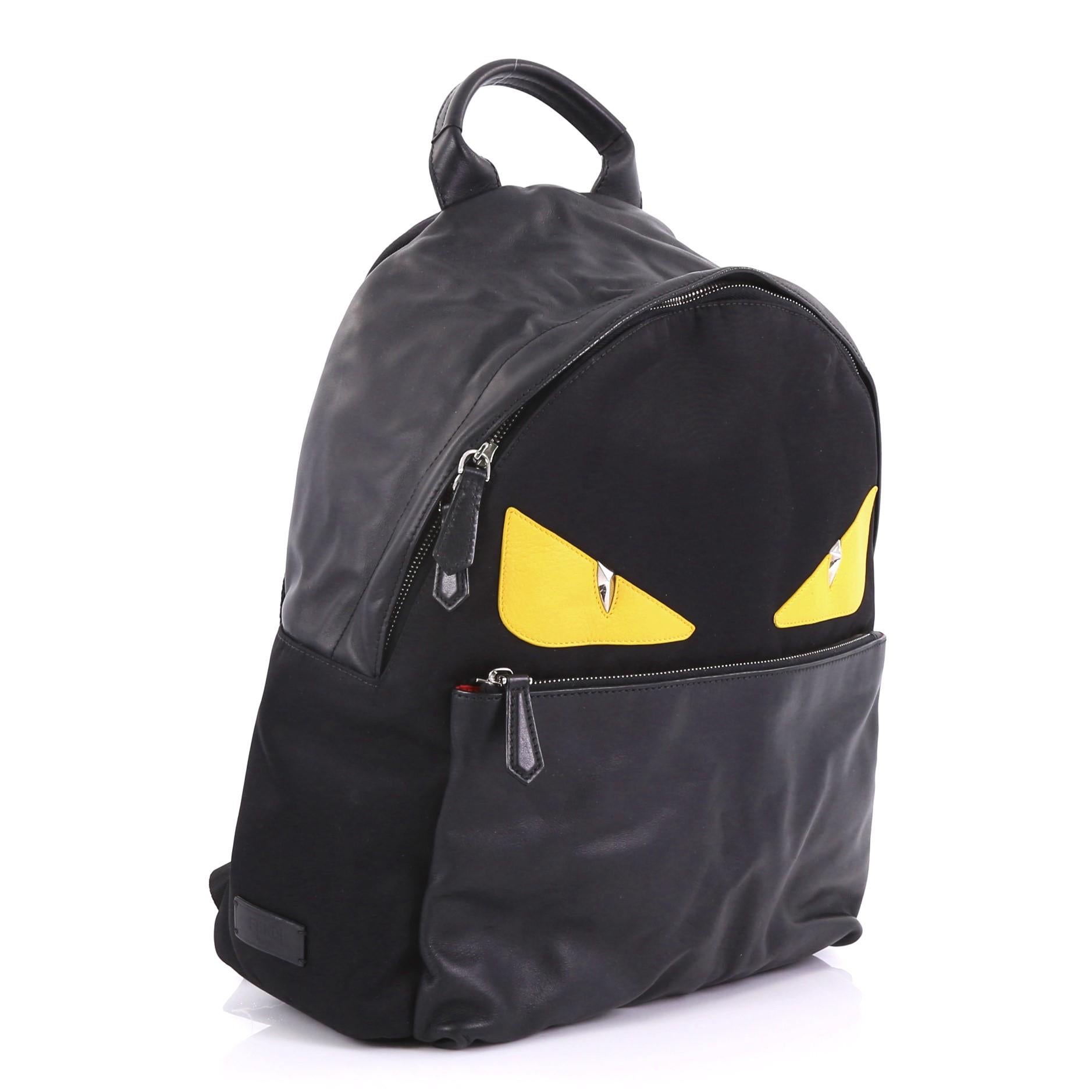 Black Fendi Monster Backpack Nylon Large