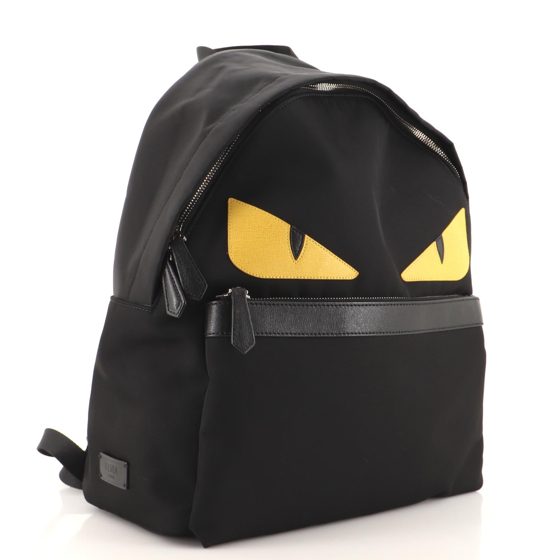 Fendi Monster Rucksack aus Nylon groß (Schwarz)
