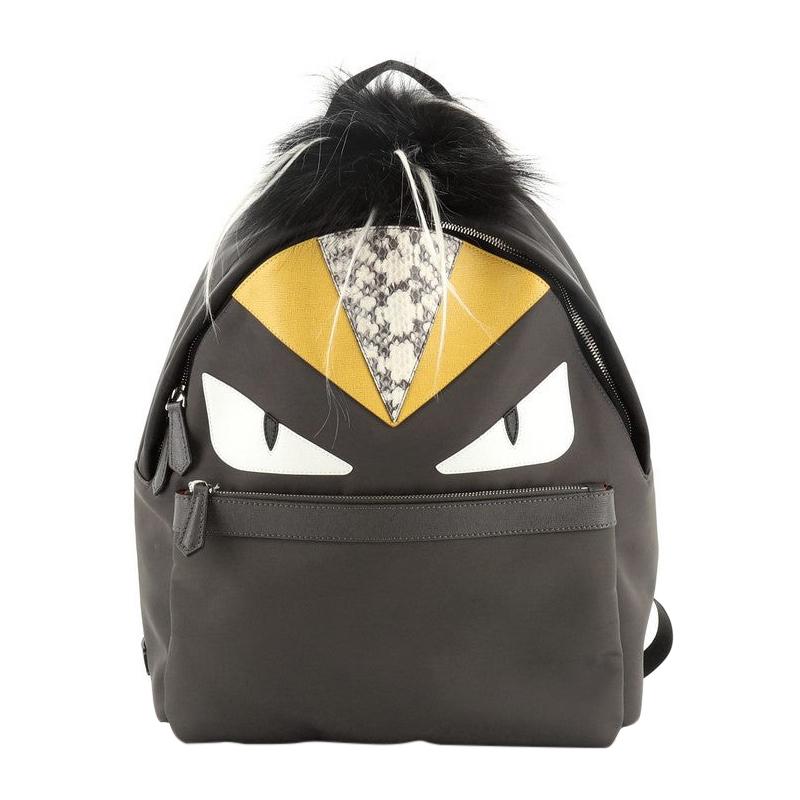 Fendi Allover Logo Print Backpack with Monster eyes 