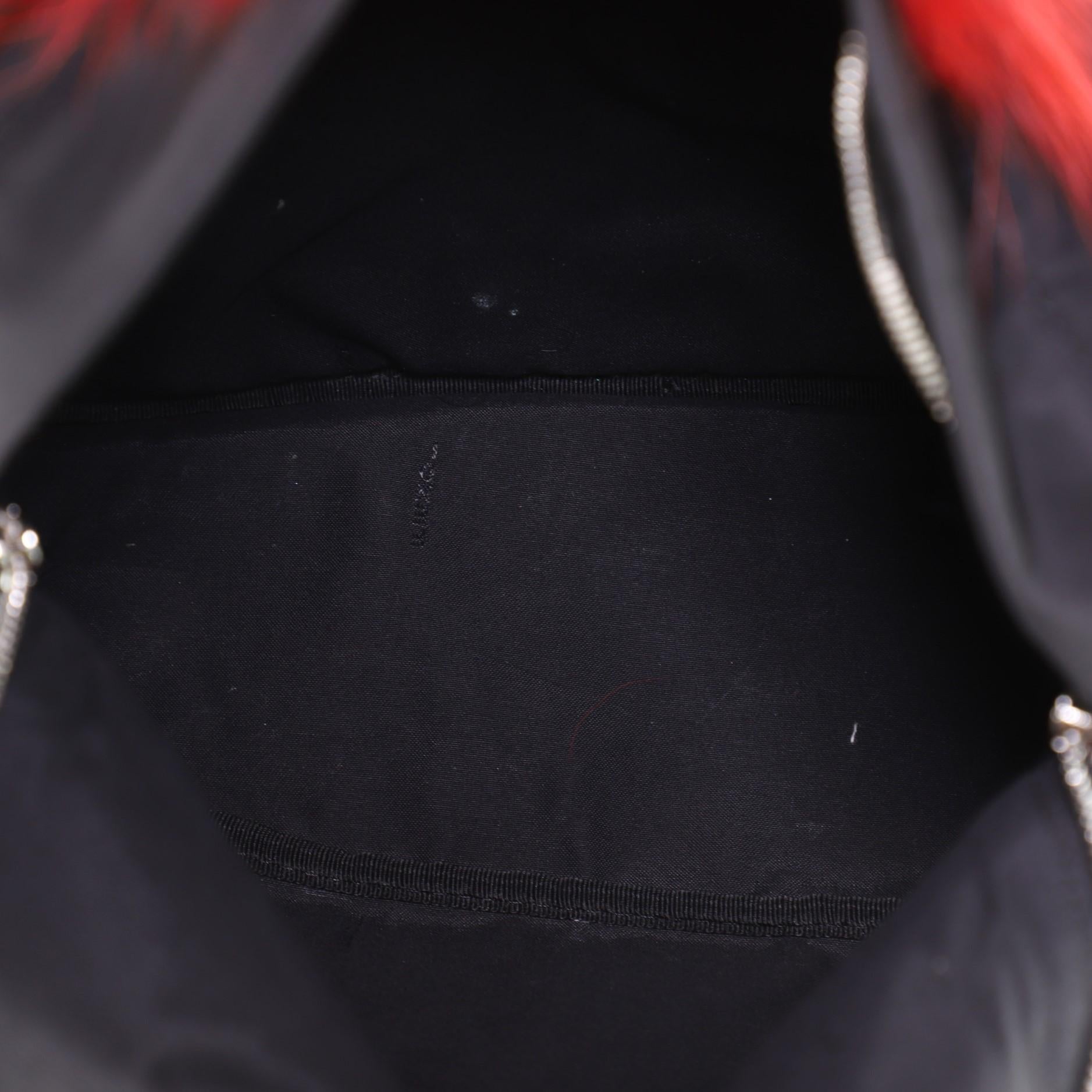 Black Fendi Monster Backpack Nylon With Leather And Fur Medium