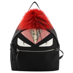 Fendi Monster Sac à dos Nylon avec cuir et fourrure Moyen