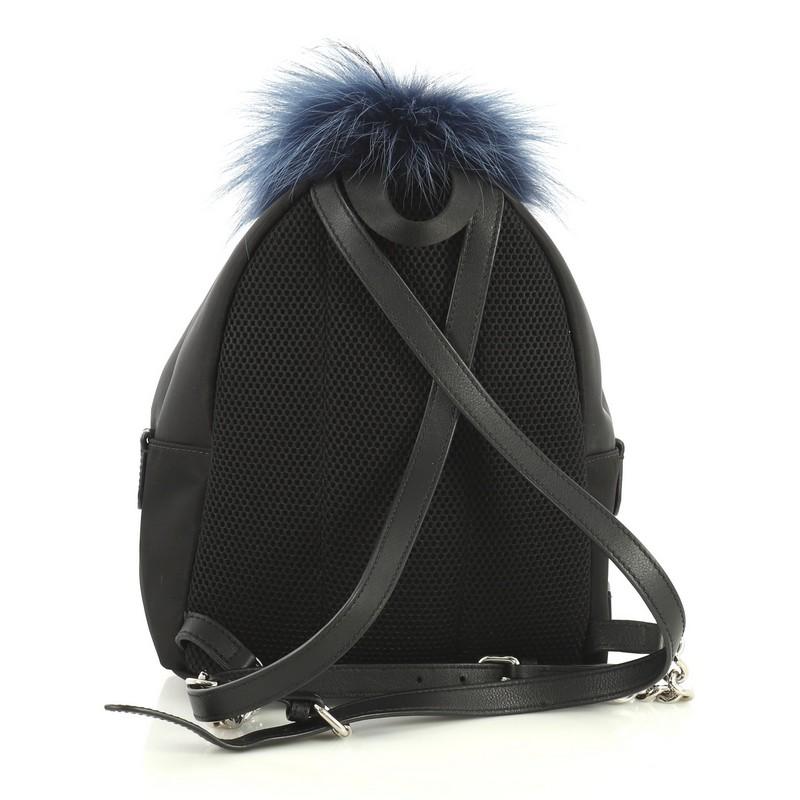 Fendi Monster Backpack Nylon with Leather and Fur Mini In Fair Condition In NY, NY