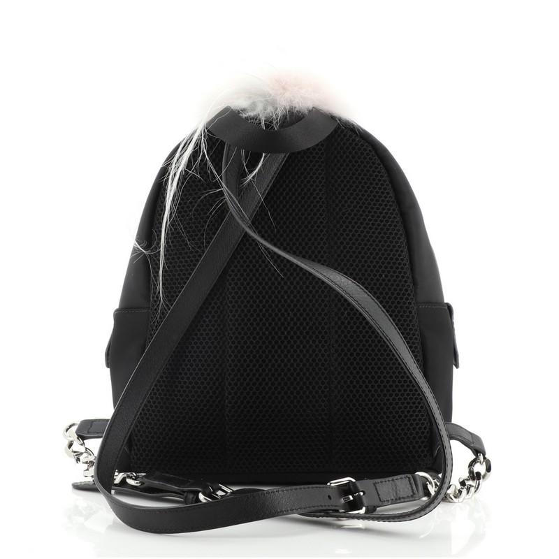 Fendi Monster Rucksack Nylon mit Leder und Fell Mini im Zustand „Gut“ in NY, NY