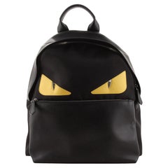 Fendi Monster Rucksack aus Nylon mit Leder groß